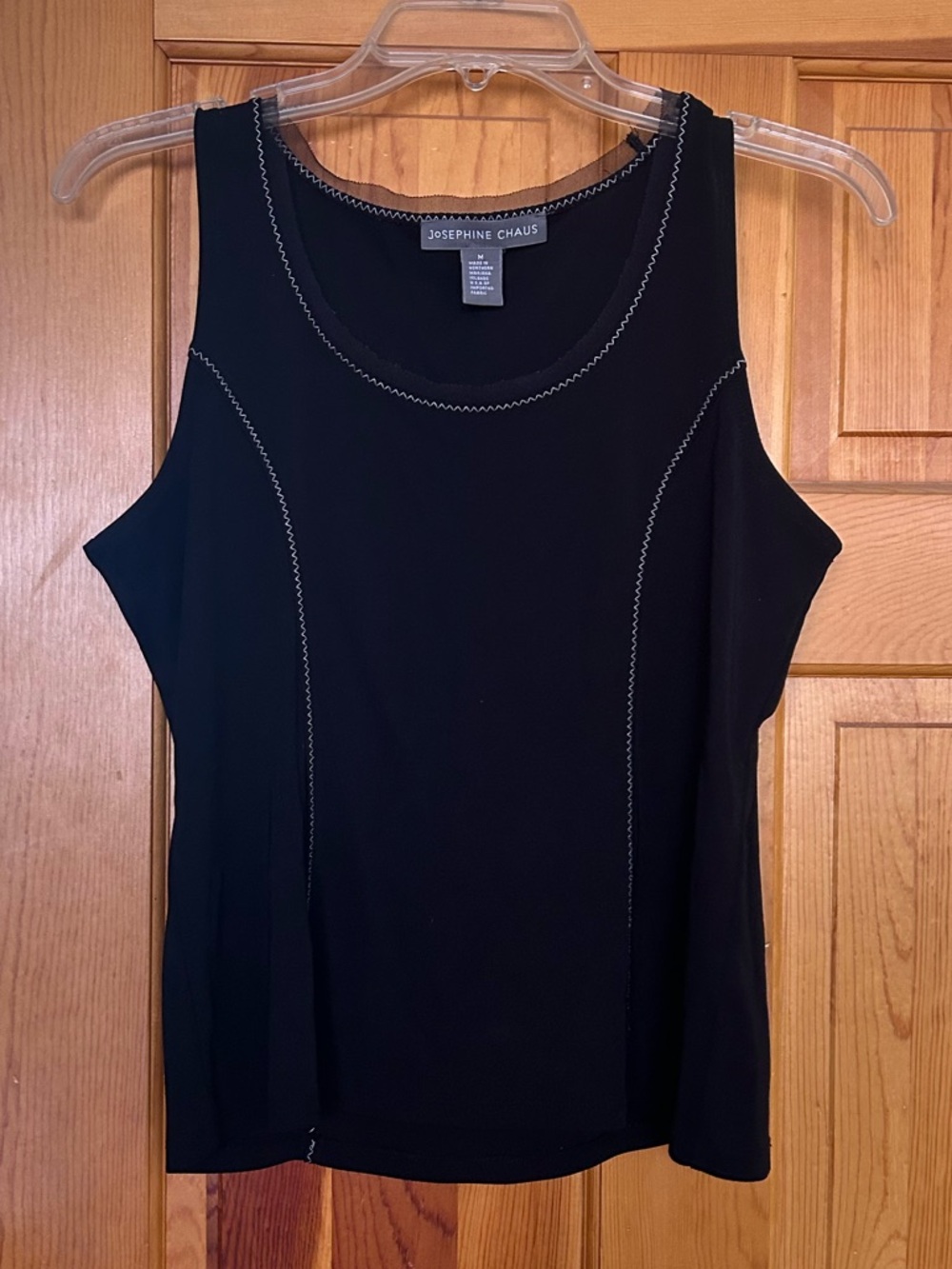 Josephine Chaus Black Sleeveless Top with Contrast Topstitch